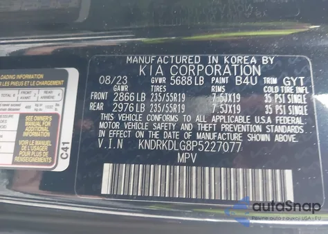 2023 Kia Sorento Hybrid Sx Prestige из США, поврежденный, VIN KNDRKDLG8P5227077